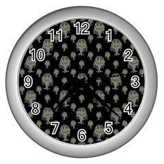 Funny Monsters Motif Drawing Pattern Wall Clock (silver) by dflcprintsclothing