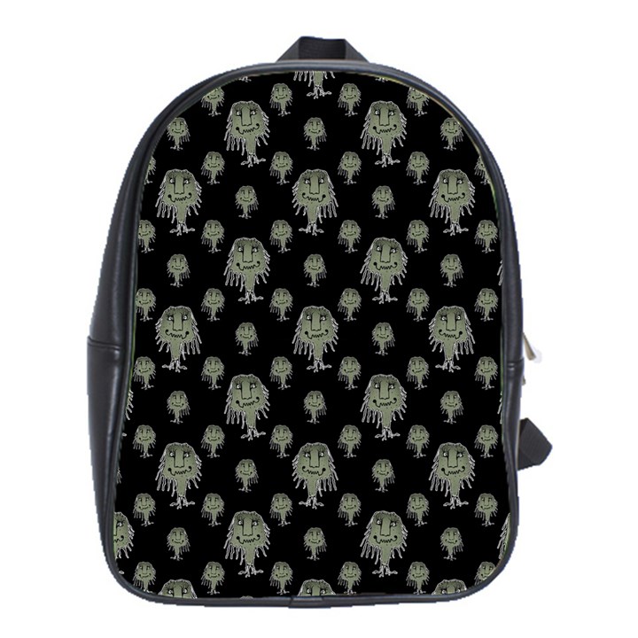 Funny Monsters Motif Drawing Pattern School Bag (Large)