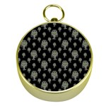 Funny Monsters Motif Drawing Pattern Gold Compasses Front