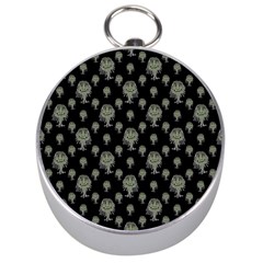 Funny Monsters Motif Drawing Pattern Silver Compasses