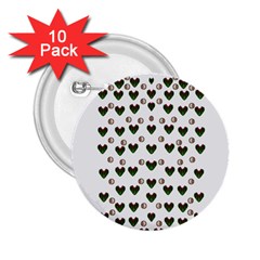 Hearts And Pearls For Love And Plants For Peace 2 25  Buttons (10 Pack)  by pepitasart