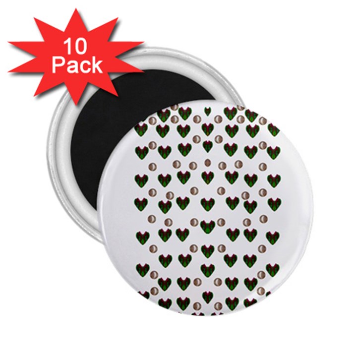 Hearts And Pearls For Love And Plants For Peace 2.25  Magnets (10 pack) 