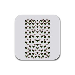 Hearts And Pearls For Love And Plants For Peace Rubber Coaster (square)  by pepitasart