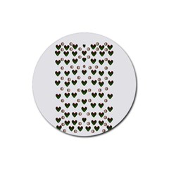 Hearts And Pearls For Love And Plants For Peace Rubber Round Coaster (4 Pack)  by pepitasart