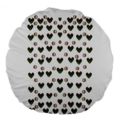 Hearts And Pearls For Love And Plants For Peace Large 18  Premium Round Cushions by pepitasart