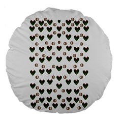 Hearts And Pearls For Love And Plants For Peace Large 18  Premium Flano Round Cushions by pepitasart