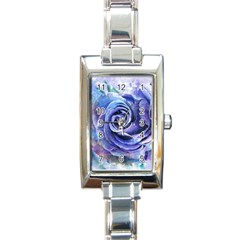 Watercolor-rose-flower-romantic Rectangle Italian Charm Watch