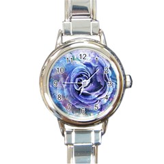 Watercolor-rose-flower-romantic Round Italian Charm Watch