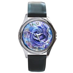 Watercolor-rose-flower-romantic Round Metal Watch