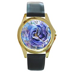 Watercolor-rose-flower-romantic Round Gold Metal Watch by Sapixe