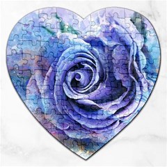 Watercolor-rose-flower-romantic Jigsaw Puzzle (Heart)