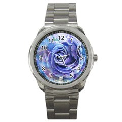 Watercolor-rose-flower-romantic Sport Metal Watch by Sapixe