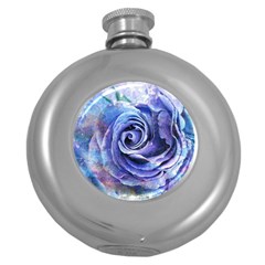 Watercolor-rose-flower-romantic Round Hip Flask (5 oz)