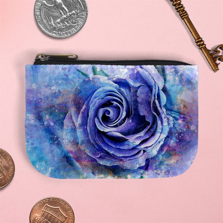 Watercolor-rose-flower-romantic Mini Coin Purse