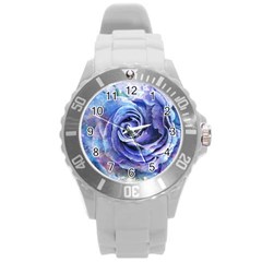 Watercolor-rose-flower-romantic Round Plastic Sport Watch (l) by Sapixe