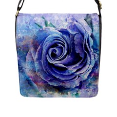 Watercolor-rose-flower-romantic Flap Closure Messenger Bag (L)