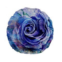 Watercolor-rose-flower-romantic Standard 15  Premium Flano Round Cushions