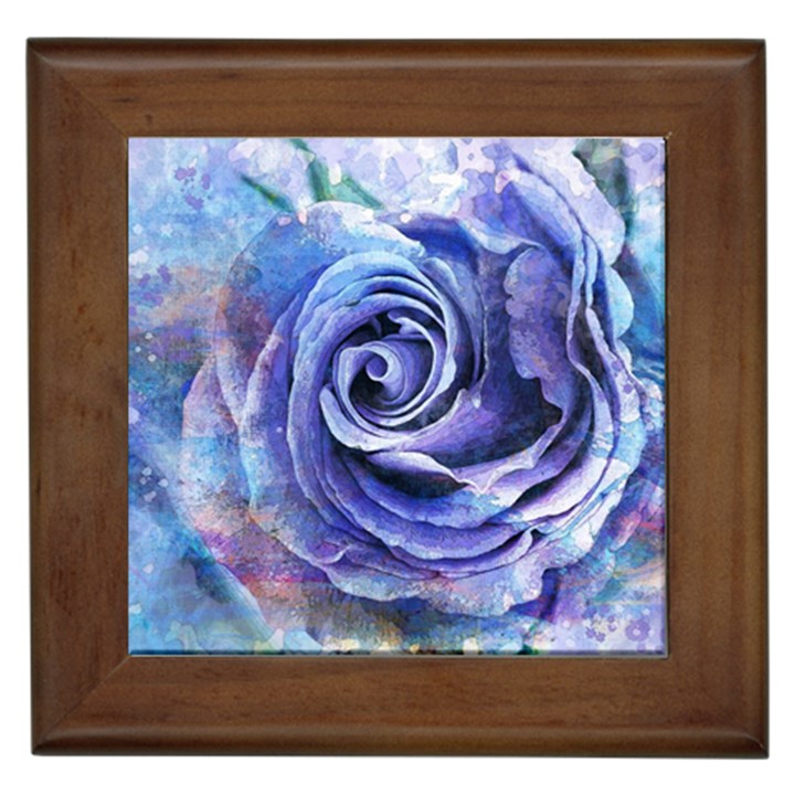 Watercolor-rose-flower-romantic Framed Tile