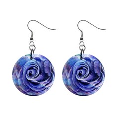 Watercolor-rose-flower-romantic Mini Button Earrings by Sapixe