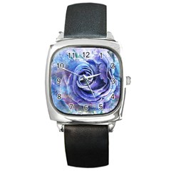 Watercolor-rose-flower-romantic Square Metal Watch by Sapixe