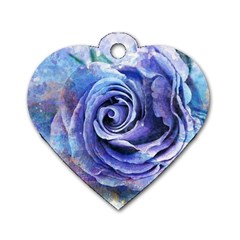 Watercolor-rose-flower-romantic Dog Tag Heart (two Sides) by Sapixe