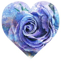 Watercolor-rose-flower-romantic Wooden Puzzle Heart by Sapixe