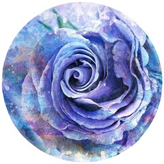 Watercolor-rose-flower-romantic Wooden Puzzle Round by Sapixe