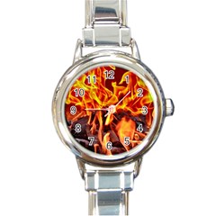 Fire-burn-charcoal-flame-heat-hot Round Italian Charm Watch by Sapixe