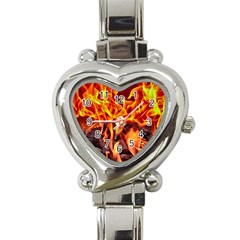 Fire-burn-charcoal-flame-heat-hot Heart Italian Charm Watch by Sapixe