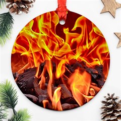 Fire-burn-charcoal-flame-heat-hot Round Ornament (two Sides) by Sapixe