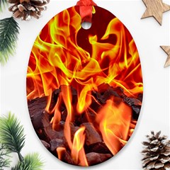 Fire-burn-charcoal-flame-heat-hot Oval Ornament (two Sides) by Sapixe