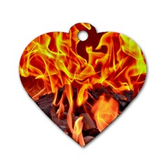 Fire-burn-charcoal-flame-heat-hot Dog Tag Heart (two Sides) by Sapixe