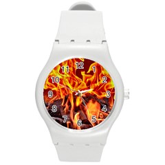 Fire-burn-charcoal-flame-heat-hot Round Plastic Sport Watch (m) by Sapixe