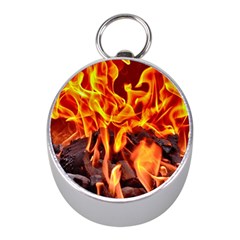 Fire-burn-charcoal-flame-heat-hot Mini Silver Compasses by Sapixe