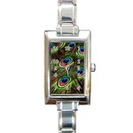 Peacock-feathers-plumage-pattern Rectangle Italian Charm Watch Front