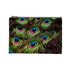 Peacock-feathers-plumage-pattern Cosmetic Bag (large)