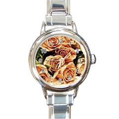 Roses-flowers-bouquet-rose-bloom Round Italian Charm Watch by Sapixe