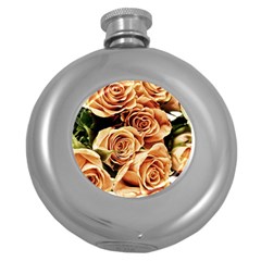 Roses-flowers-bouquet-rose-bloom Round Hip Flask (5 Oz) by Sapixe