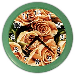 Roses-flowers-bouquet-rose-bloom Color Wall Clock by Sapixe