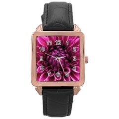 Dahlia-flower-purple-dahlia-petals Rose Gold Leather Watch  by Sapixe