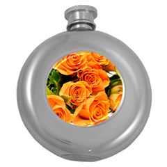 Roses-flowers-orange-roses Round Hip Flask (5 Oz) by Sapixe