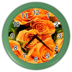 Roses-flowers-orange-roses Color Wall Clock by Sapixe