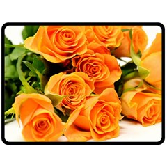 Roses-flowers-orange-roses Fleece Blanket (large)  by Sapixe