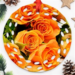 Roses-flowers-orange-roses Round Filigree Ornament (two Sides) by Sapixe