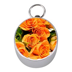 Roses-flowers-orange-roses Mini Silver Compasses by Sapixe