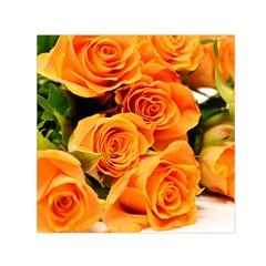 Roses-flowers-orange-roses Small Satin Scarf (square) by Sapixe