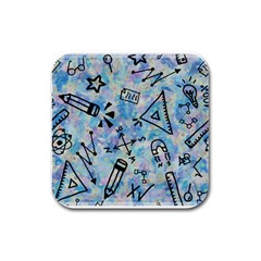 Science-education-doodle-background Rubber Square Coaster (4 pack) 