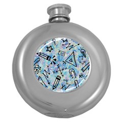 Science-education-doodle-background Round Hip Flask (5 oz)