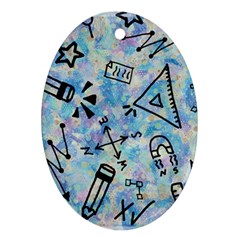 Science-education-doodle-background Oval Ornament (Two Sides)