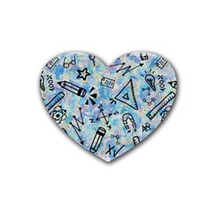 Science-education-doodle-background Rubber Coaster (Heart) 